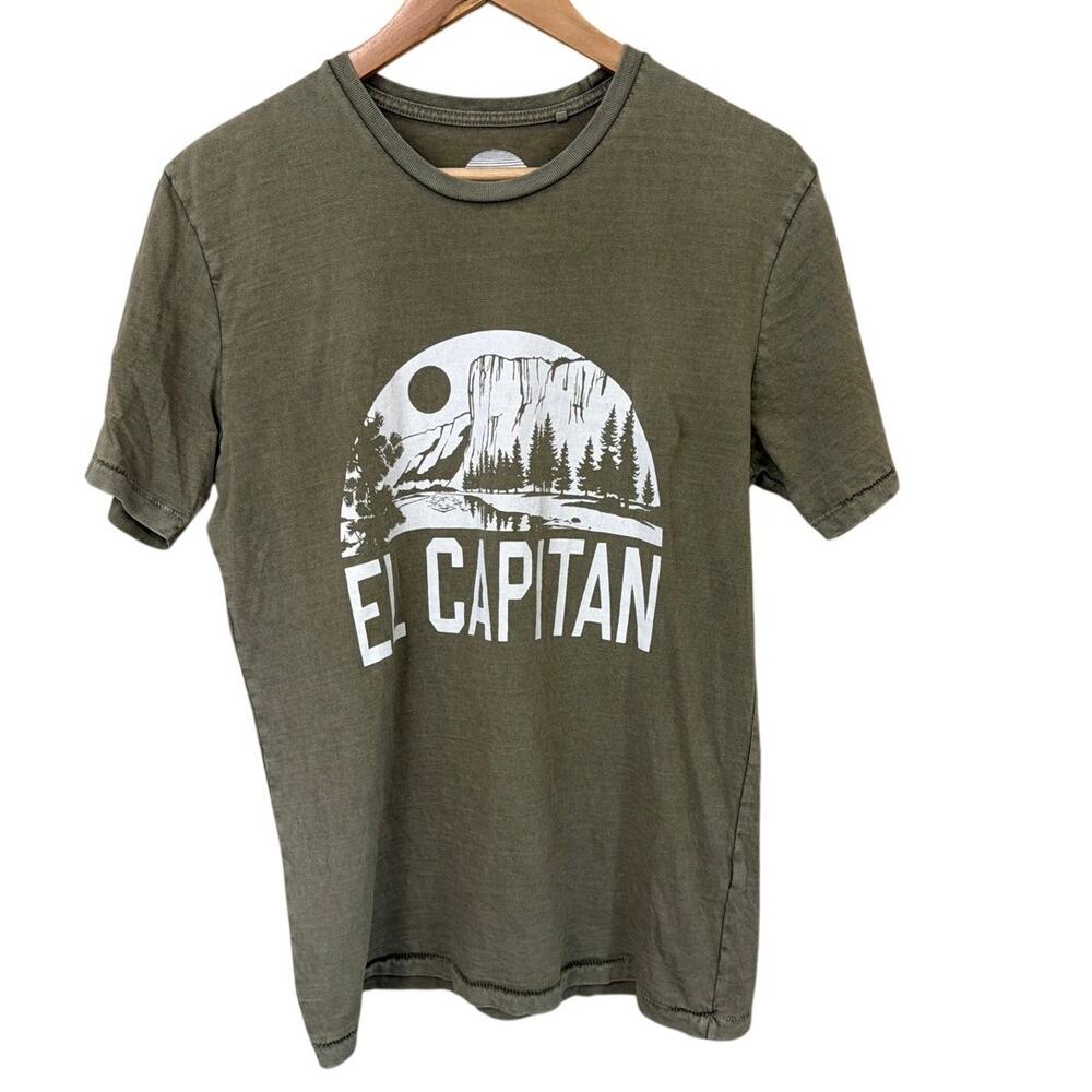 Lucky Brand Sunset Wash Dark Olive Green El Capitan Graphic T-shirt Size Medium